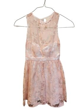 Minuet Petite Sleeveless Blush Pink Floral Mini Dress